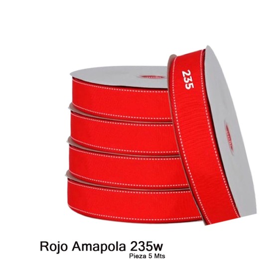 Cinta Gros Puntadas (38mm) - Pieza 5 metros ROJO AMAPOLA #235W