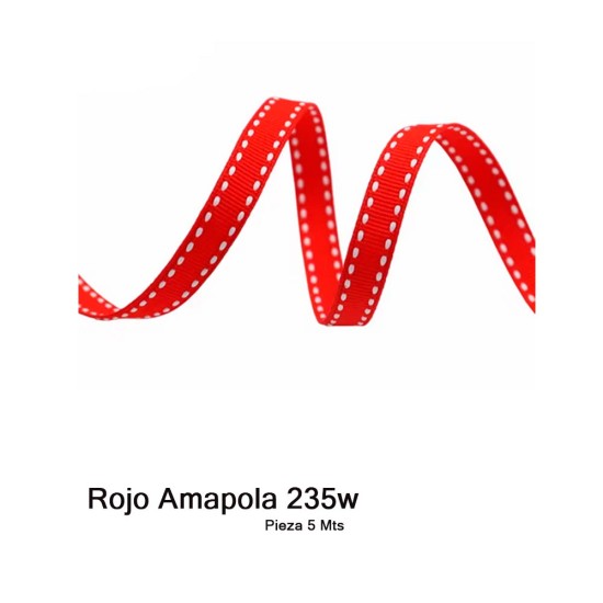 Cinta Gros Puntadas (25mm) - Pieza 5 metros ROJO AMAPOLA #235W