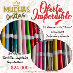 Pack de 25 Láminas de Charol (35x25cms) + Plantillas de Acetato