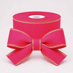 Cinta Gros AAA 38mm - Pieza 5 metros - Borde Dorado Azalea #175