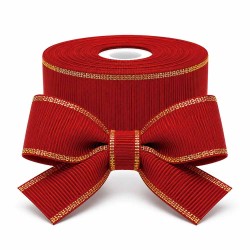 Cinta Gros AAA 38mm - Pieza 5 metros - Borde Dorado Rojo #250