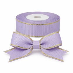 Cinta Gros AAA 38mm - Pieza 5 metros - Borde Dorado Lila #430