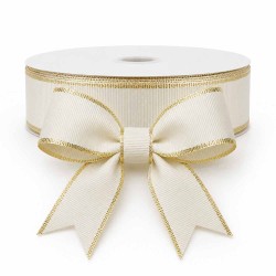 Cinta Gros AAA 38mm - Pieza 5 metros - Borde Dorado Marfil #028