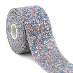 *DESCUENTO* Cinta de Lentejuelas Por Metro (38mm) - Plateado