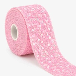 *DESCUENTO* Cinta de Lentejuelas Por Metro (38mm) - Rosado