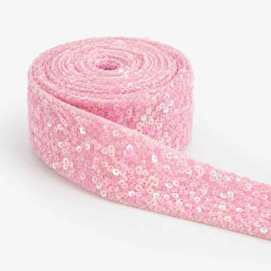 *DESCUENTO* Cinta de Lentejuelas - Pieza de 2,5 mts - (38mm) - Rosado *DESCUENTO* Cinta de Lentejuelas - Pieza de 2,5 mts - (38mm) - Rosado