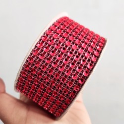 Cinta Strass Plástico (38mm) - Rojo