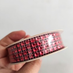 Cinta Strass Plástico (25mm) - Rojo