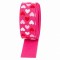Cinta Gros Estampada Triple A - YAMA (25mm) - Corazones Fucsia - Pieza de 5 metros