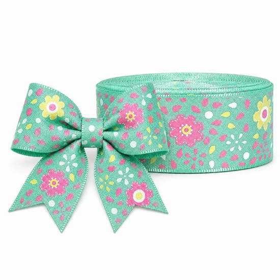 Cinta Satinada YAMA (25mm) Pieza de 5 metros - Flores Menta