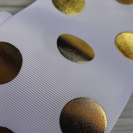 Cinta Gros FOIL 75mm #16 - Rollo 5 metros - Lunares BLANCO