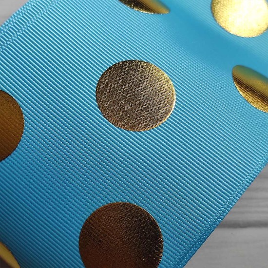 Cinta Gros FOIL 75mm #16 - Rollo 5 metros - Lunares AZUL 