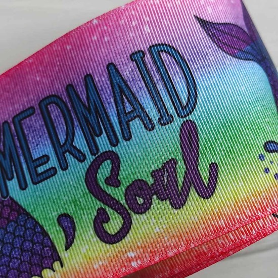 Cinta Gros Estampada 75mm #16 - Rollo 5 metros - Mermaid Soul