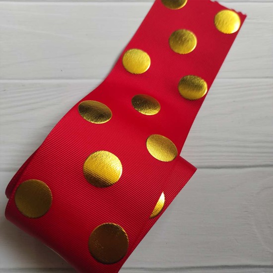 Cinta Gros FOIL 75mm #16 - Rollo 5 metros - Lunares ROJO