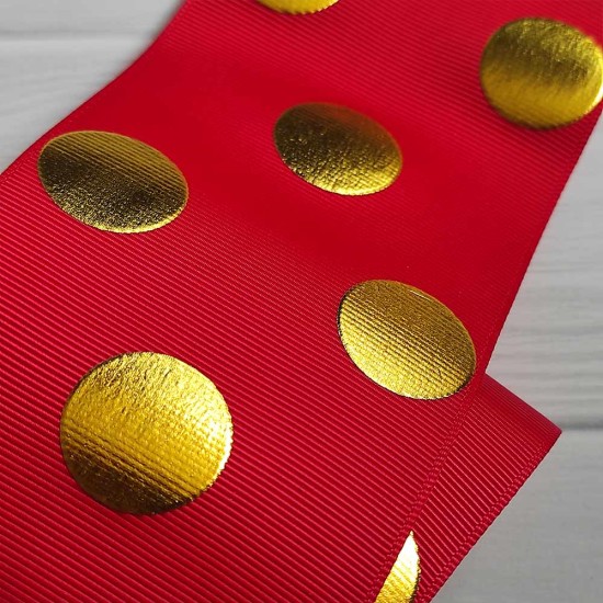 Cinta Gros FOIL 75mm #16 - Rollo 5 metros - Lunares ROJO