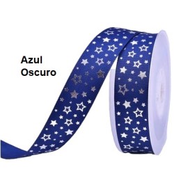 Cinta Gros Foil Triple A - YAMA (25mm) -  Estrellas Azul Oscuro (Pack de 5 metros)