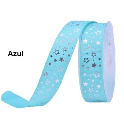 Cinta Gros Foil Triple A - YAMA (25mm) - Estrellas Azul (Pack de 5 metros)