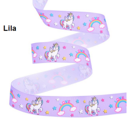 Cinta Gros Estampada Triple A - YAMA (25mm) - Unicornio Lila - Pack de 5 metros