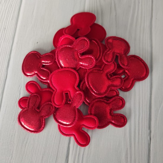 Aplique de Glitter y Tela - Conejo de Pascua Rojo ✔️