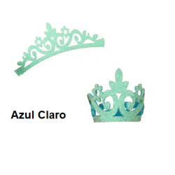 Aplique de Glitter y Fieltro - Corona Grande Azul Claro 12cms (x1pc)