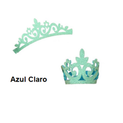 Aplique de Glitter y Fieltro - Corona Grande Azul Claro 12cms (x1pc)