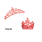 Aplique de Glitter y Fieltro - Corona Grande Coral 12cms