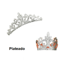 Aplique de Glitter y Fieltro - Corona Grande Plateado 12cms 