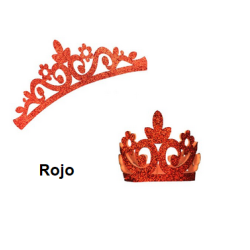 Aplique de Glitter y Fieltro - Corona Grande Rojo 12cms
