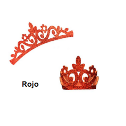 Aplique de Glitter y Fieltro - Corona Grande Rojo 12cms