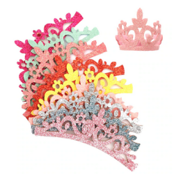 Aplique de Glitter y Fieltro - Corona Grande Rosado Claro