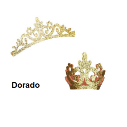 Aplique de Glitter y Fieltro - Corona Grande Dorada 12cms