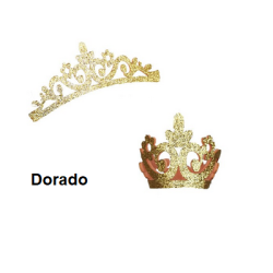 Aplique de Glitter y Fieltro - Corona Grande Dorada 12cms