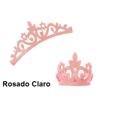 Aplique de Glitter y Fieltro - Corona Grande Rosado Claro