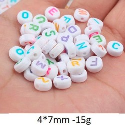 Cuentas (4x7mm) Colores y Letras