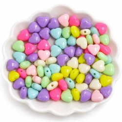 Cuentas . Corazon de Colores 75-80uds  (9mm)