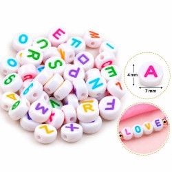 Cuentas . Circular de Letras de Colores (4x7mm)