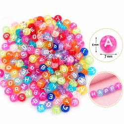 Cuentas . Circular de Letras de Colores (4x7mm)