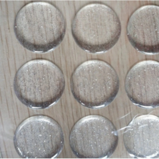 Resina Epoxy3D Transparente Adhesivo con Glitter Plateado 25mm (50Uds)