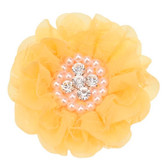 Flor de Lujo con Encaje, Perlas y Strass - 9cms