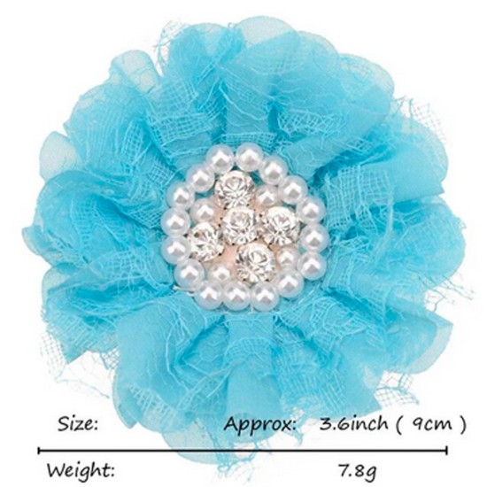 Flor de Lujo con Encaje, Perlas y Strass - 9cms