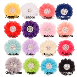 Flor de Lujo con Encaje, Perlas y Strass - 9cms