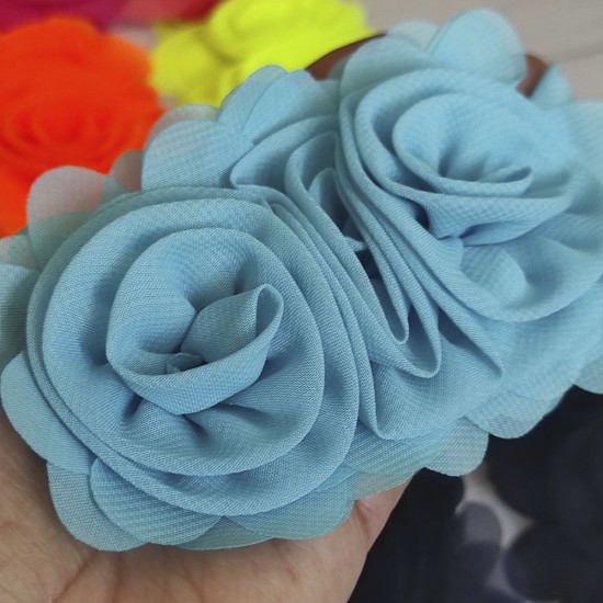 Flor Triple de Chifon (14x8cms)