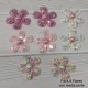 Flor de Encaje, Lentejuela y media Perla  (8uds)