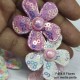 Flor de Encaje, Lentejuela y media Perla  (8uds)