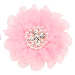 Flor de Lujo con Encaje, Perlas y Strass - 9cms