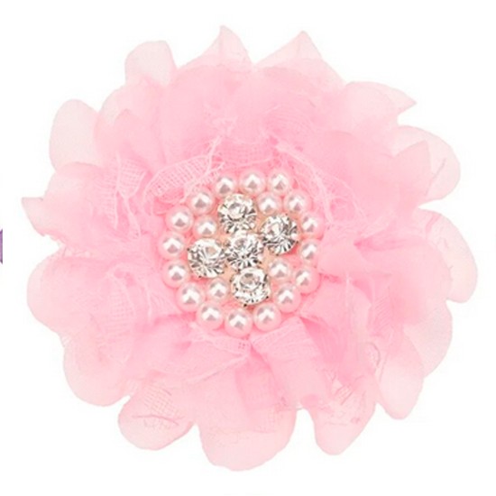 Flor de Lujo con Encaje, Perlas y Strass - 9cms