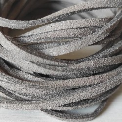 Cordon Plano de Gamuza - Paquete de 5mts - Gris Plomo