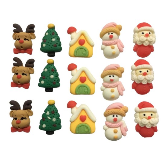 Apliques de Resina - Navidad Kawaii (x15)