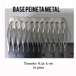 Peineta Plateada 6.5x4 cm - Por unidad