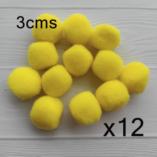 Pompones de Poliester de 3cms - 12uds✔️